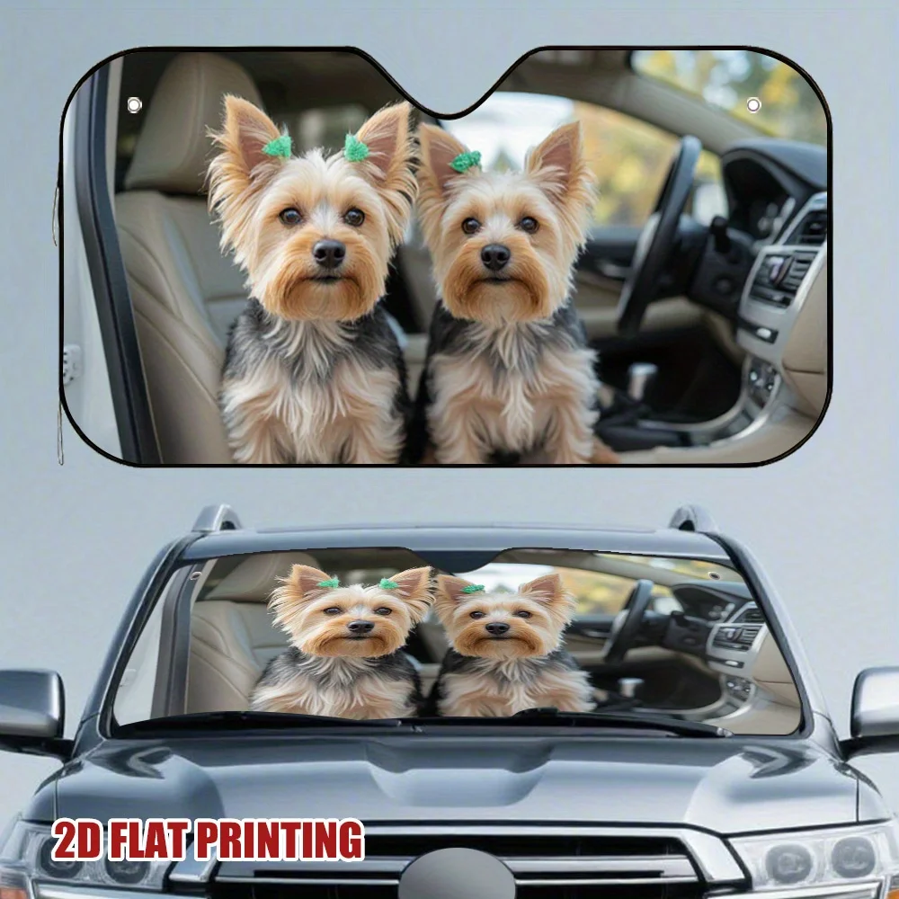 

1 шт. Furry Chauffeurs Автомобильный солнцезащитный козырек — 2D плоская печать, милый дизайн собаки с зеленым бантом, блоки солнечного света и обогрева, подходит для большинства автомобилей