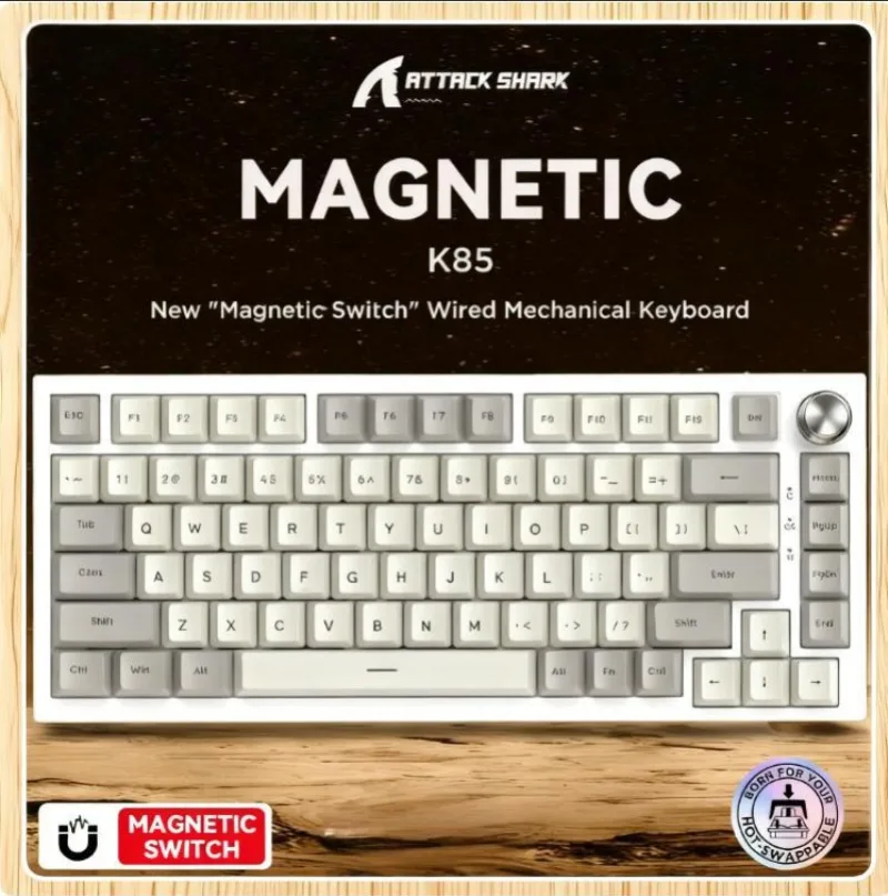 

Attack Shark K85 wired Mag Customisable Mechanical Keyboard Hot-swappable Magnetic Switch RGB Metal Knobs FPS Gaming Accessories