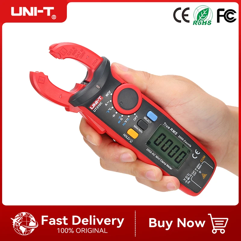 

UNI-T Clamp Meter UT210D UT210E Professional AC DC Current Pliers Ammeter True RMS Digital Multimeter Electrical Multi Tester