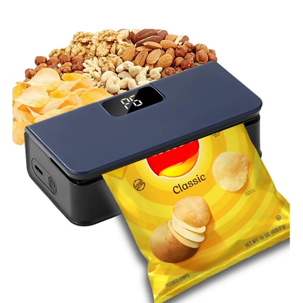 ABBK-2 в 1, портативный USB-запайщик пакетов для закусок со встроенным резаком, компактный и портативный, для эффективного хранения продуктов на работе