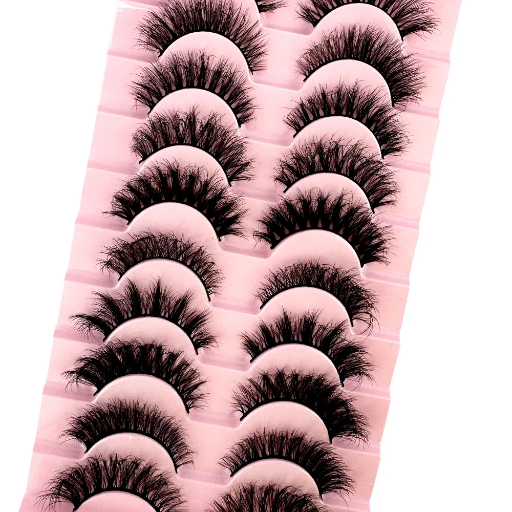 10Pairs 3D Faux Mink False Eyelashes Natural Messy Crisscross Eyelash Wispy Fluffy Fake eyelashes Extension Eye Makeup faux cils