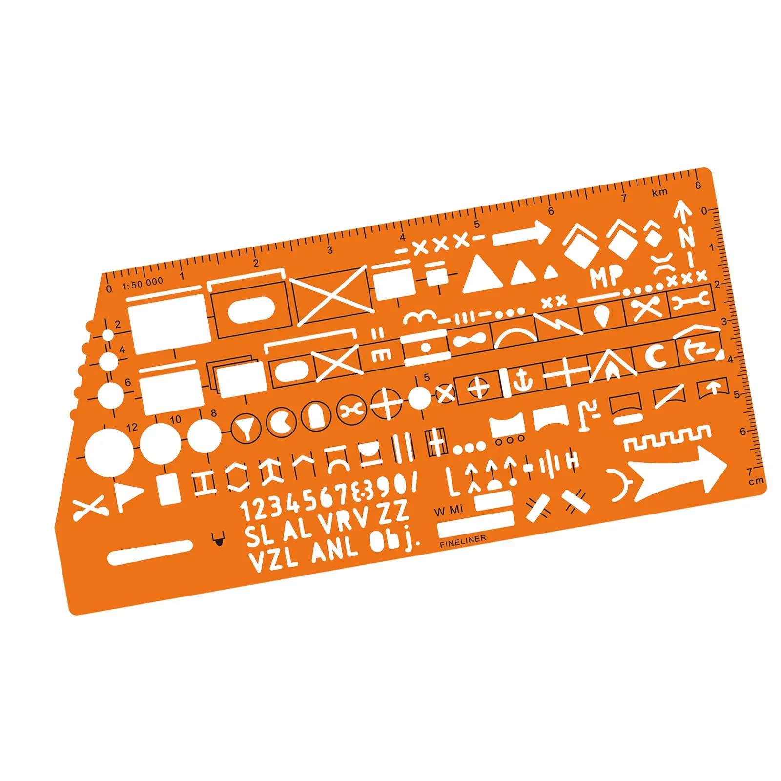 Map Drawing Template Stencil with 1:50 000 Scale Accessory 19x9cm Architecture Stencil Multifunctional Geometric Drawing Tool