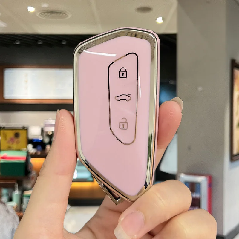 3 أزرار حافظة مفتاح بعيد لينة بولي TPU حافظة مفاتيح السيارة حماية كاملة حافظة مفاتيح لشركة فولكس فاجن فولكس فاجن/جولف 8 MK8 ID.3 ID.4 /Cupra/سكودا #3