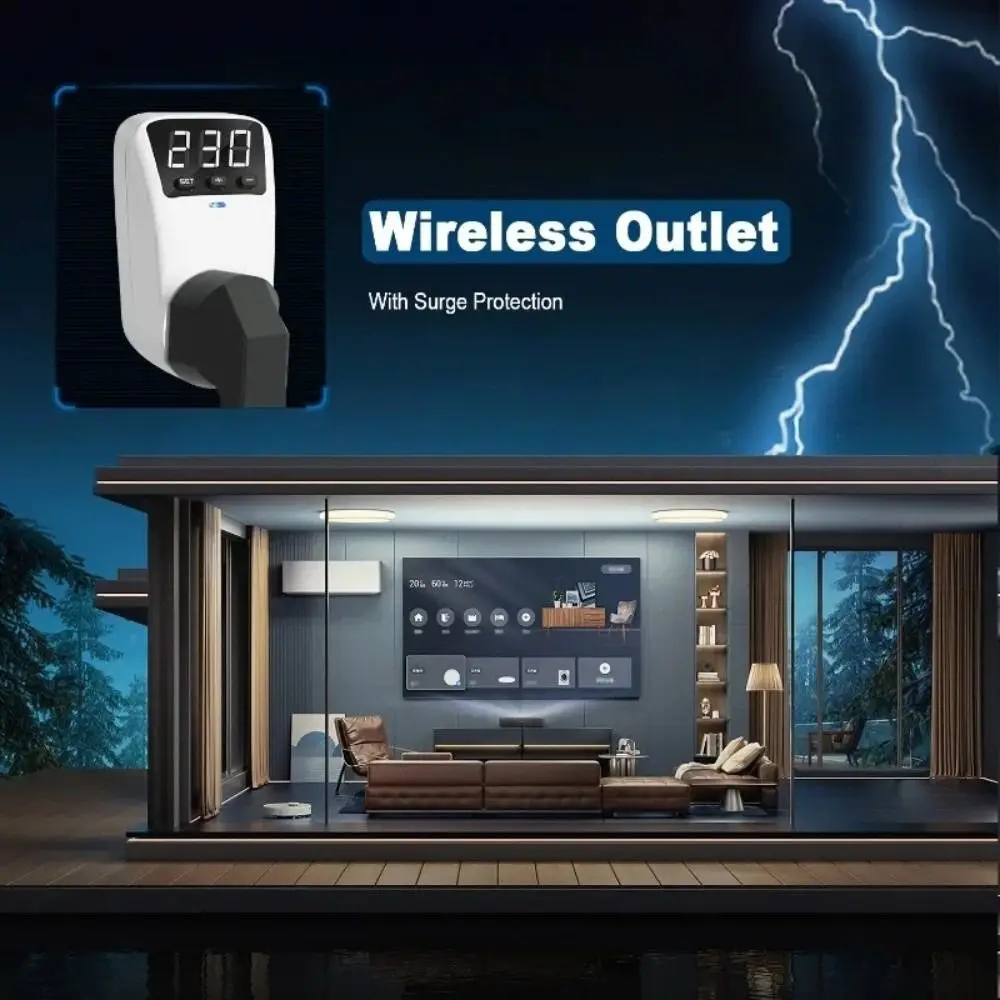 Adjustable EU Plug Sockets Voltage Protector LED Digital Display Automatic Reset Voltage Safe Outlet High/Low Voltage Protection