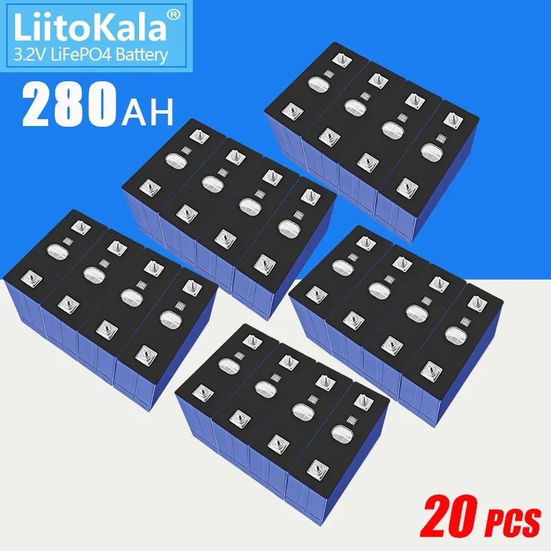 

20PCS LiitoKala 3.2V 280Ah Lifepo4 Battery Packs 12V 24V 48V For Solar Energy Systems Storage Batteries Golf Car EU US TAX FREE