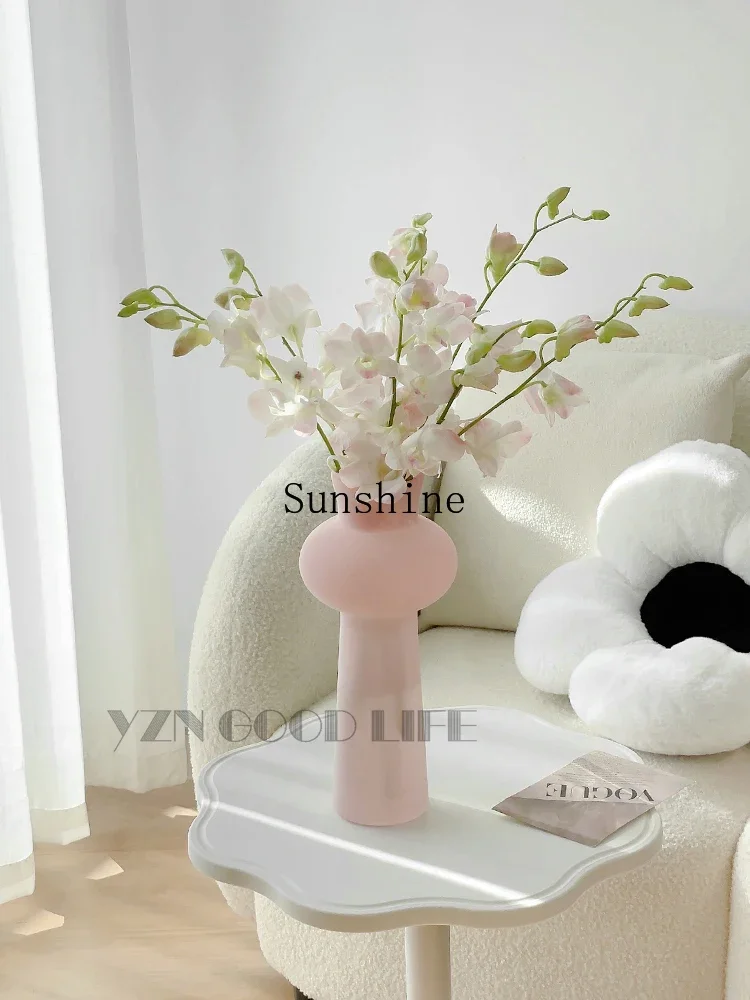 Vase glass with flowers, water raising, living room ornament background props