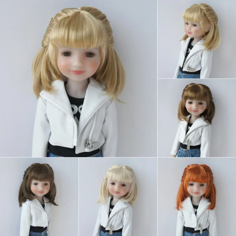 1/3 SD DOD Doll Wigs  JD846 8-9inch 21-23cm  Full Bangs with Side Braide Middle Long Synthetic Mohair Doll Hair  Toy Accessories
