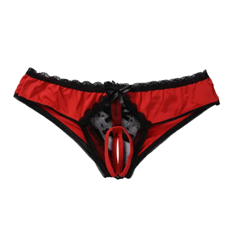 Slip bassi da donna Mutande con apertura sul cavallo Biancheria intima di pizzo Mutandine in vita Perizoma trasparente Perizoma Solido Bowknot Biancheria intima di pizzo