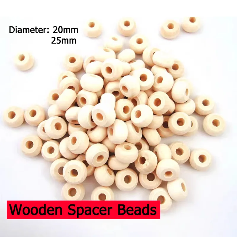 

DIY Bracelet Spacer Beads 20-25mm Round Natural Wood Loose Beads Jewelry Making Accessories