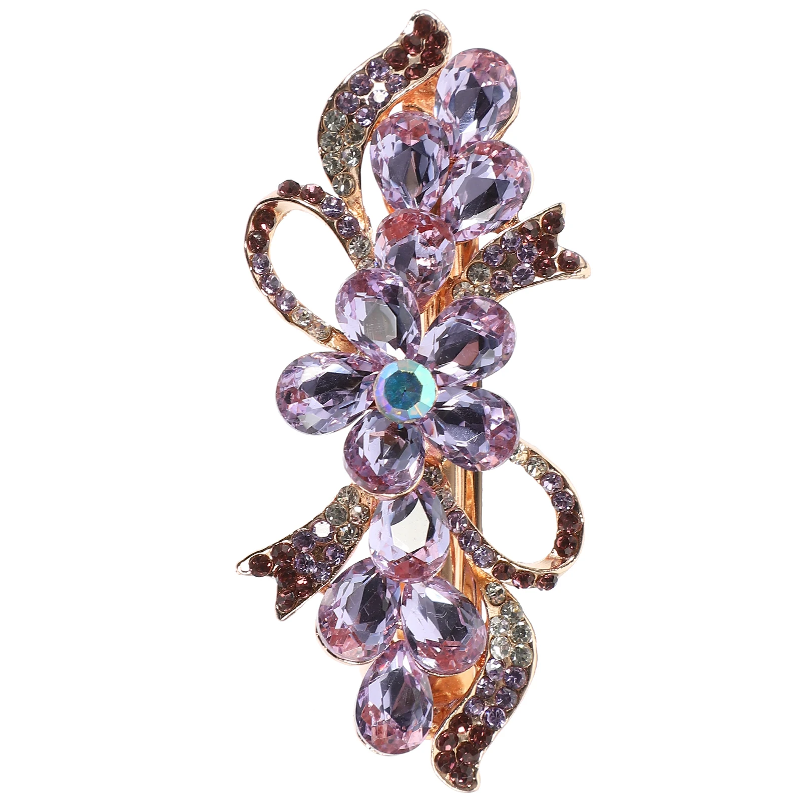 

Rhinestone Hair Clip for Women Purple Metal Spring Bride Barrettes Clips Thick Hair Accessories Wedding Rhinestones Barrette