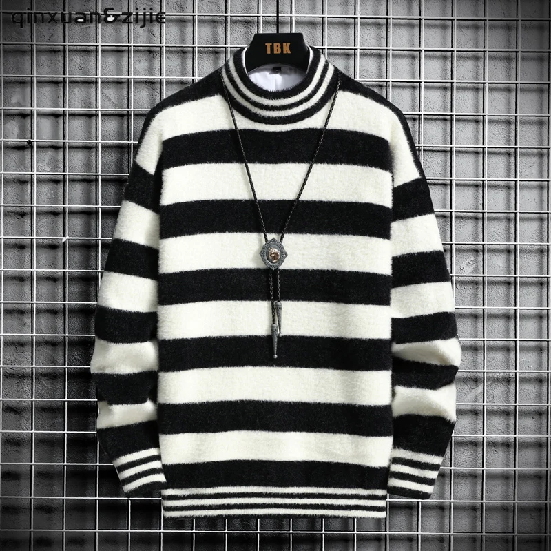 2022 Korean Sweaters Men Autumn Solid Color Wool Sweaters Slim Fit Women Street Wear Mens Clothes Knitted Sweater Men Pullovers