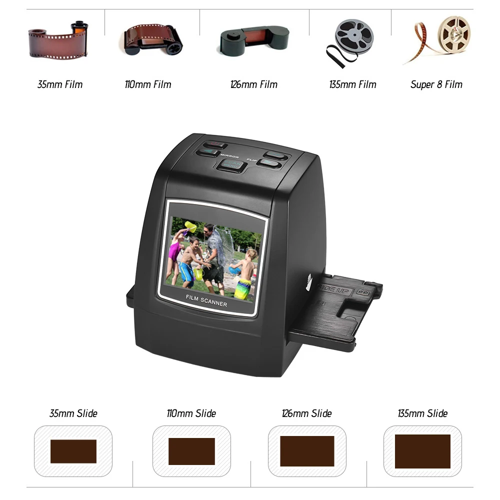 High-Resolution 14MP/22MP Film Scanner Convert 35mm/135mm/126mm/110mm Color Monochrome Slide Film Negative into Digital Picture