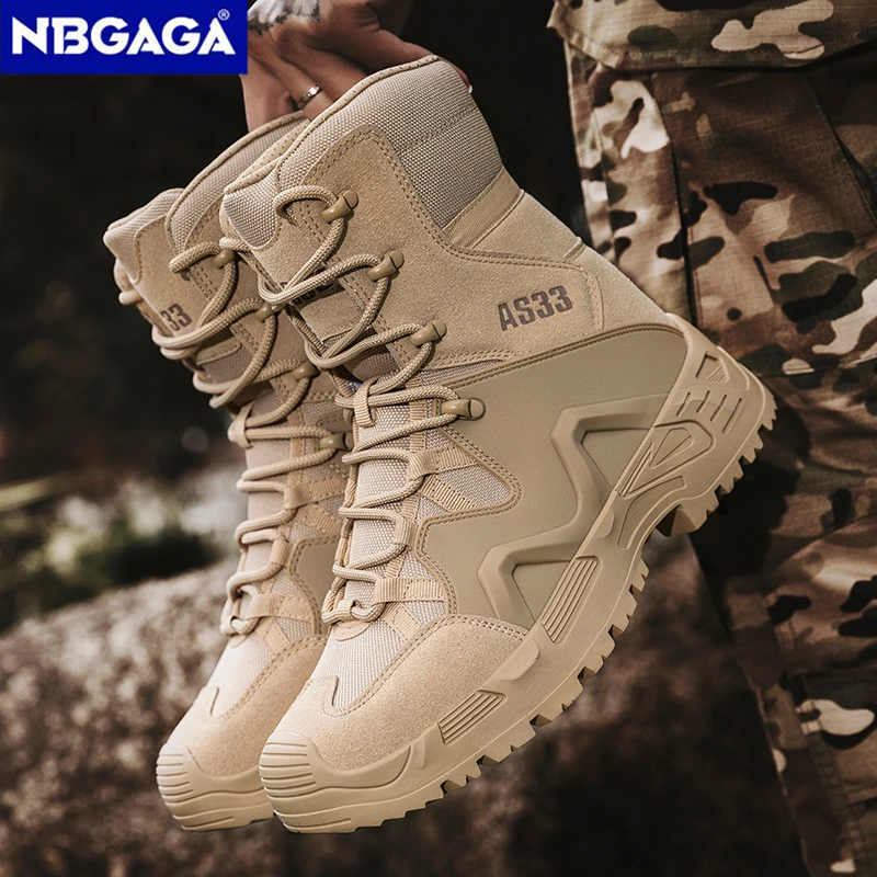 Outdoor Hiking Boots Men's Lace Up Breathable Training Tactical Desert Boots Plus Size Shoes Botas Militares Masculinas