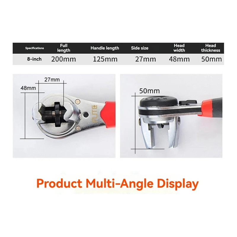 FUTE ประแจวงล้อมัลติฟังก์ชั่นปรับ Universal Key แรงบิด Spanner ท่อประปา Auto Multitool ซ่อมเครื่องมือ