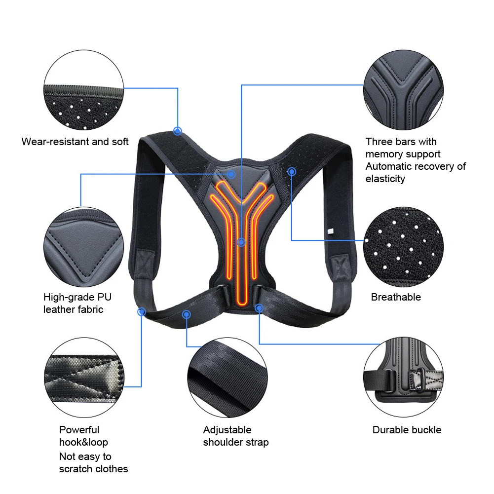 حزام تصحيح دعم الظهر للأطفال البالغين دعم العمود الفقري الخلفي حزام تصحيح الحدباء مصحح الوضعية