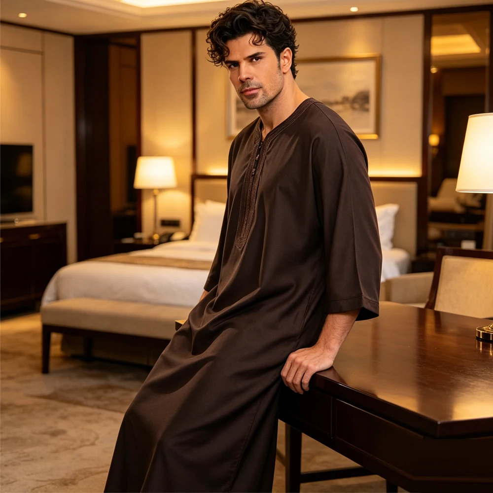 

Ramadan Jubba Thobe Embroidery Saudi Arab Men Robe Caftan Muslim Dress Dubai Abaya Turkey Kaftan Daffah Dishdasha Islam Clothing