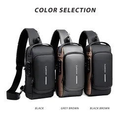 Fashion Sport Sling Bag Usb Charging With Password Lock Large Capacity Water Resistant Anti-Theft Crossbody Daypack For Men girl