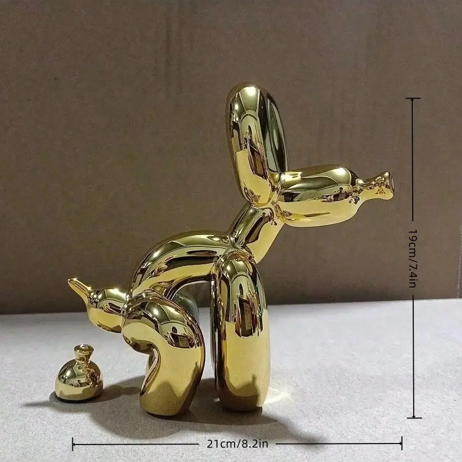 Moderne kunst squat ballon hond dier decoratief standbeeld, geschikt voor interieur woonkamer boerderij slaapkamer kantoorkast hout