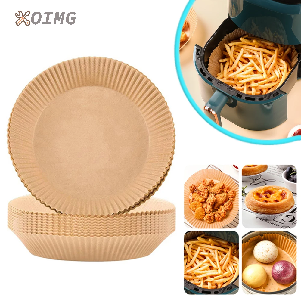 50/100Pcs Air Fryer Disposable Paper 160MM Parchment Liner Paper Steamer Baking Oil-proof Non-stick Paper Kitchen Accessories