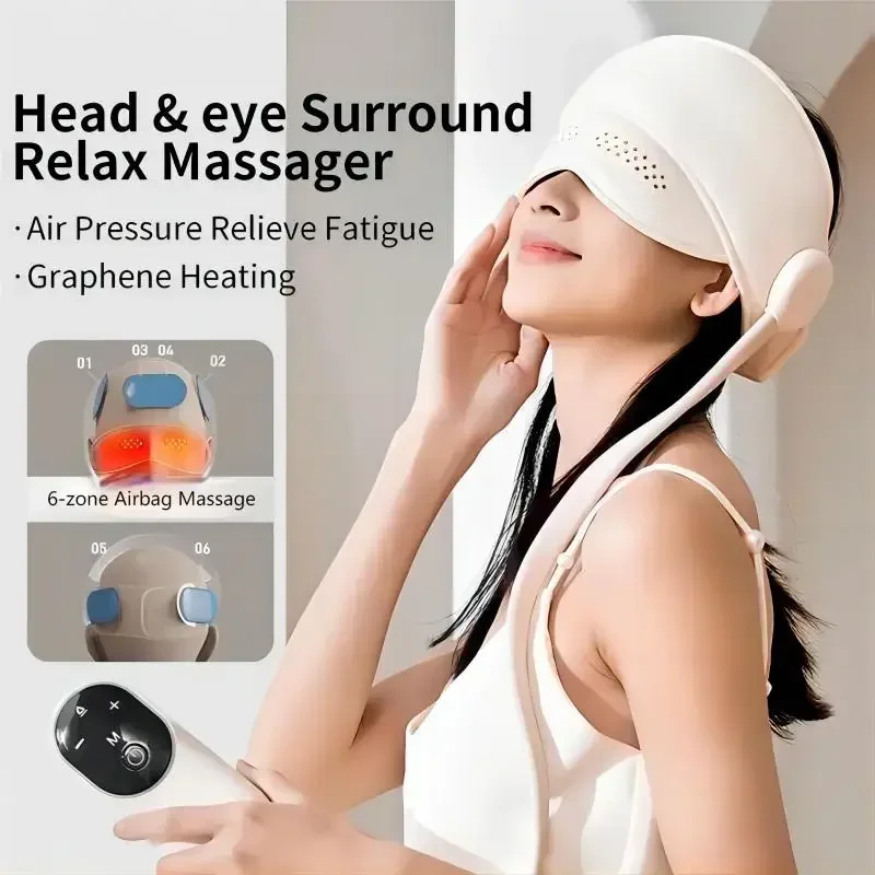 

Air Pressure Head Massager Electric Head Eye Massager Graphene Heating Eye Hot Compress for Relax Improve Sleep Stress Relief