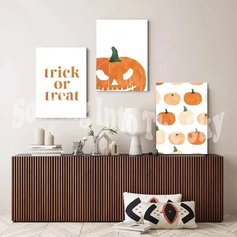 1Pcs Wall Decororation Bedroom Interior Paintings Jack-O-Lantern Wall Art Canvas Painting Home Decor Living Room Ghost Letters