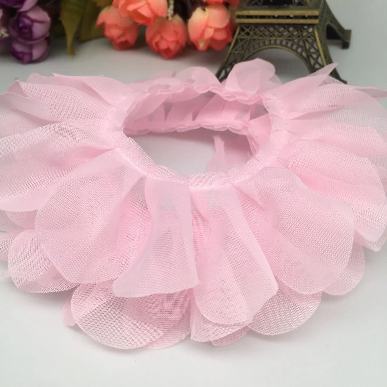 4.5CM Embossed Plain ChiffonToy Pleated Skirt Confused Baby Clothing Ornaments Discount Lace  5 Meters