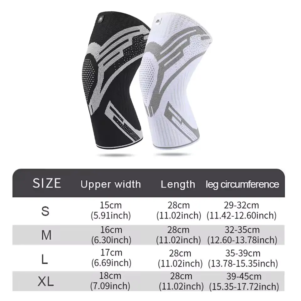 1 Pc Compression Knee Support Sleeve Elastic Breathable Knee Pads Brace Springs Gym Sports Protector Basketball Volleyball Run