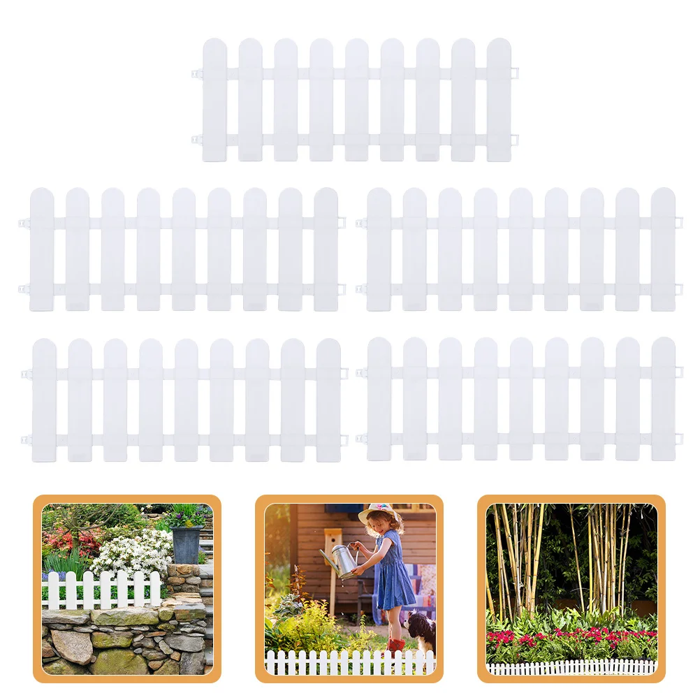 

5Pcs White Plastic Garden Fence Sturdy Decorative Lawn Edging Border Outdoor Yard Border for Patio Garden Patio Fence