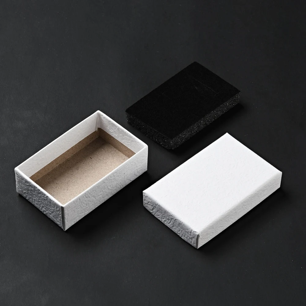 Cardboard Gift Boxes Rectangle Paper Jewelry Box for Earrings Ring Necklace Pendant Packaging Organizer Black Boxes 15-24Pcs