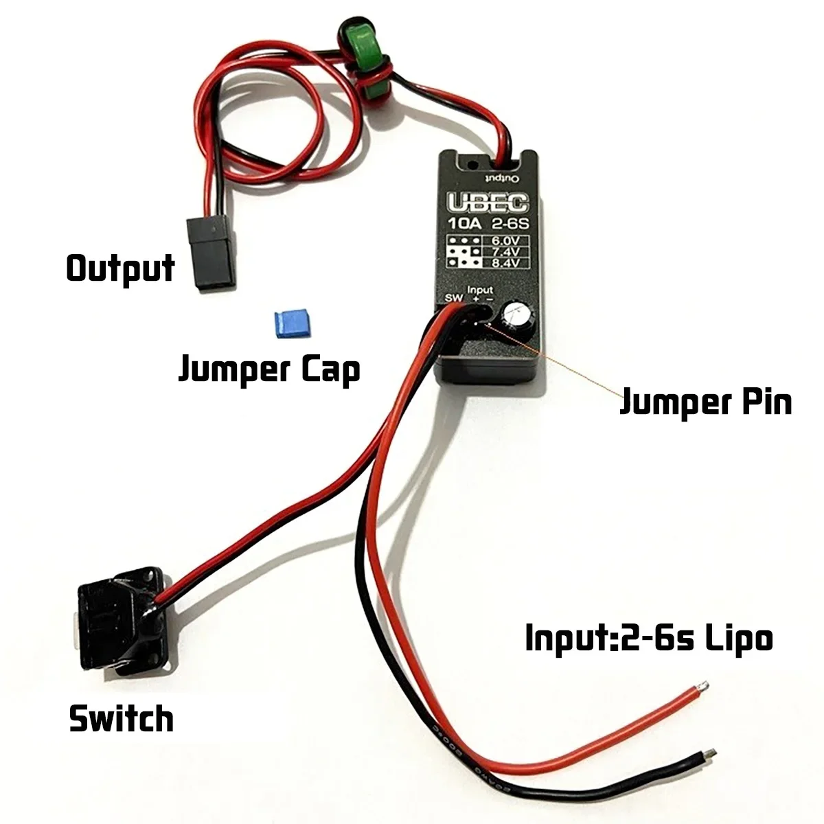 Hobbywing Waterproof UBEC 10A Voltage Regulator Module 2-6S 6 / 7.4 / 8.4V 10A Adjustable Metal Shell BEC For RC Car PartsUniFly