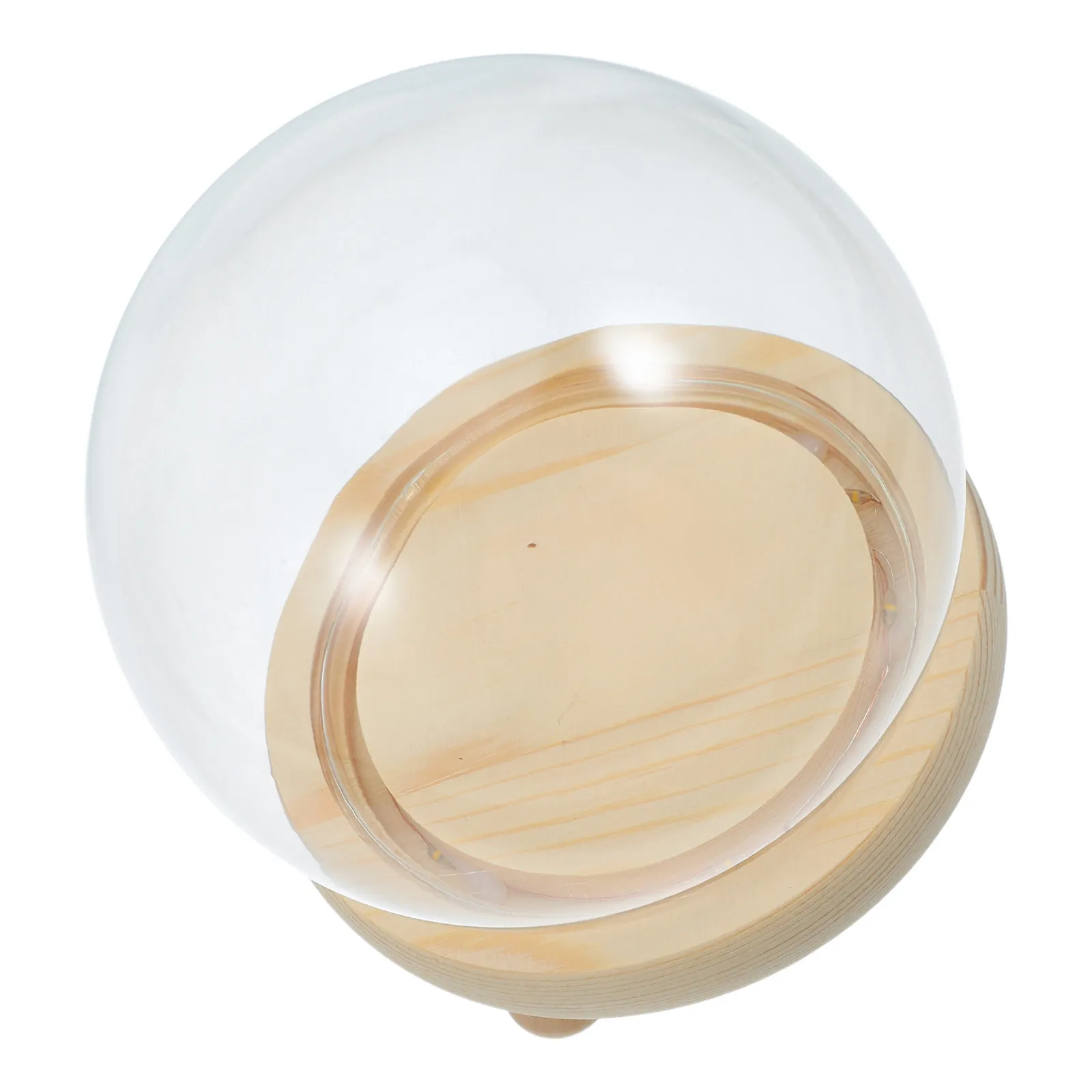 Preserved Flower Glass Cover with Elegant Wood Base Clear Glass Dome Display Case for Immortal Flowers Home Shop Coffee Shop