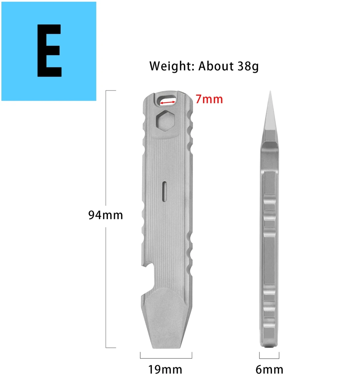 TC4 Titanlegierung Brecheisen Flaschenöffner Schraubendreher EDC Multifunktionswerkzeug Schraubenschlüssel Handwerkzeug für Outdoor und Camping – Detail 7