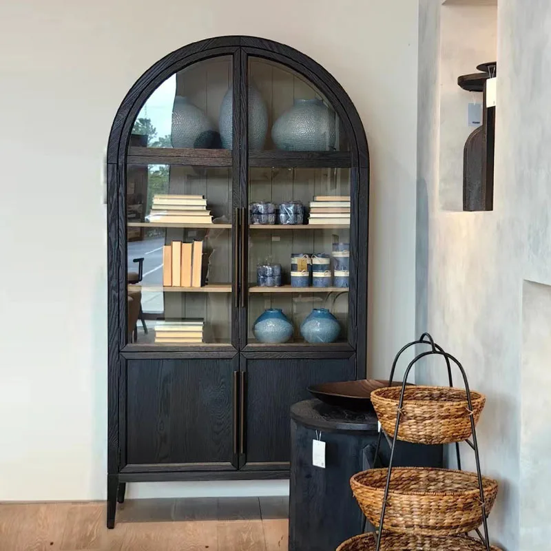 Storage, dining side cabinet, bookcase, Nordic arched storage cabinet, simple modern French retro