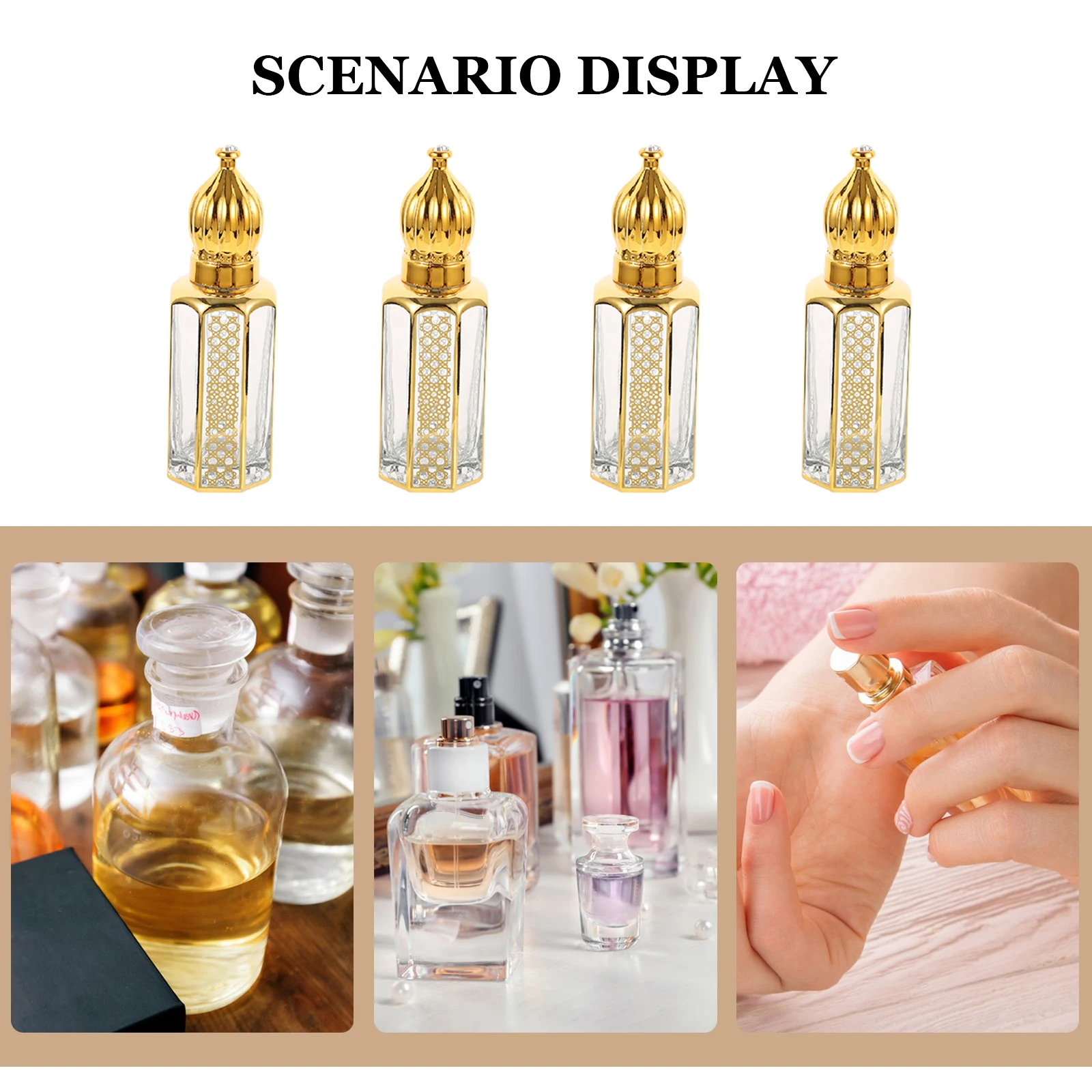 4Pcs Glass Roller Bottles for Essential Oils 12Ml Refillable Roll on Perfume Containers with Ball Applicator Portable