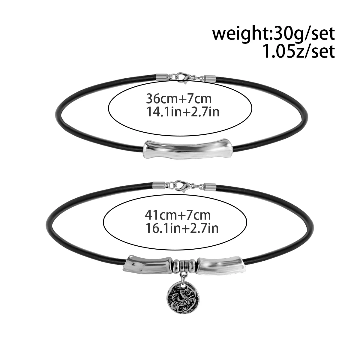 Lacteo 2pcs/set Ethnic Vintage Animal Relief Pendant Necklace Woman Leather Wax Thread Clavicle Choker Neck Aesthetic Jewelry