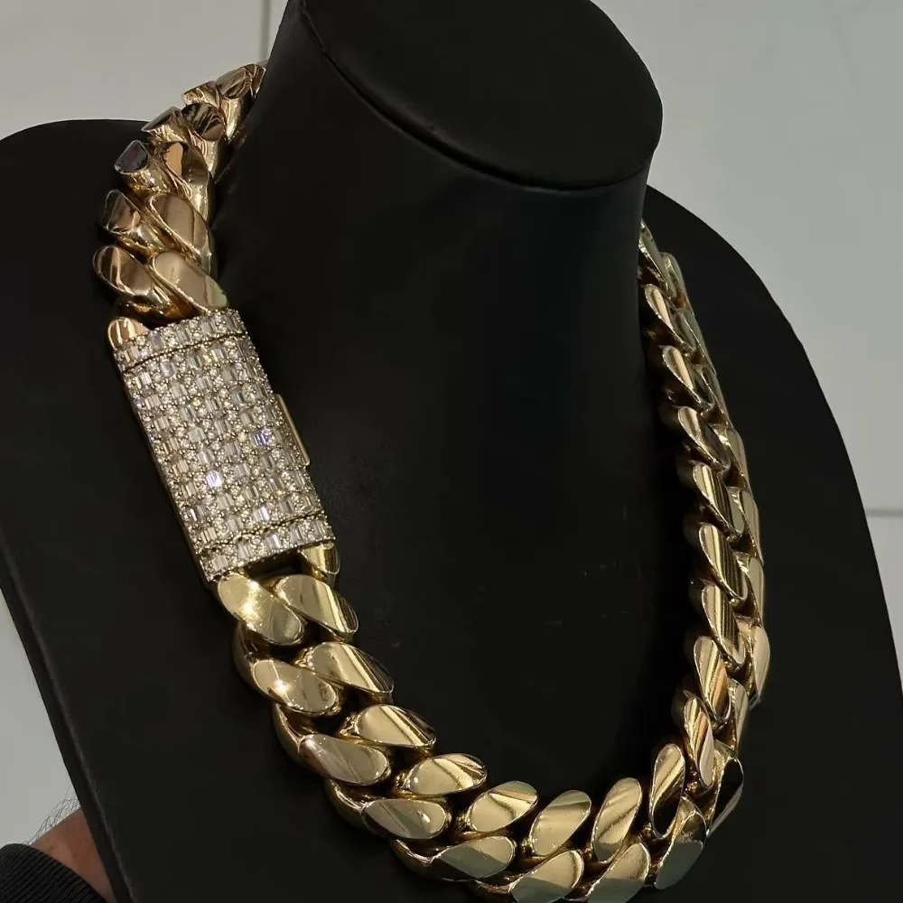 

22mm Cuban Link Necklace 18K Gold Plated Solid Brass - Luxury Hip Hop Jewelry for Men Custom Length