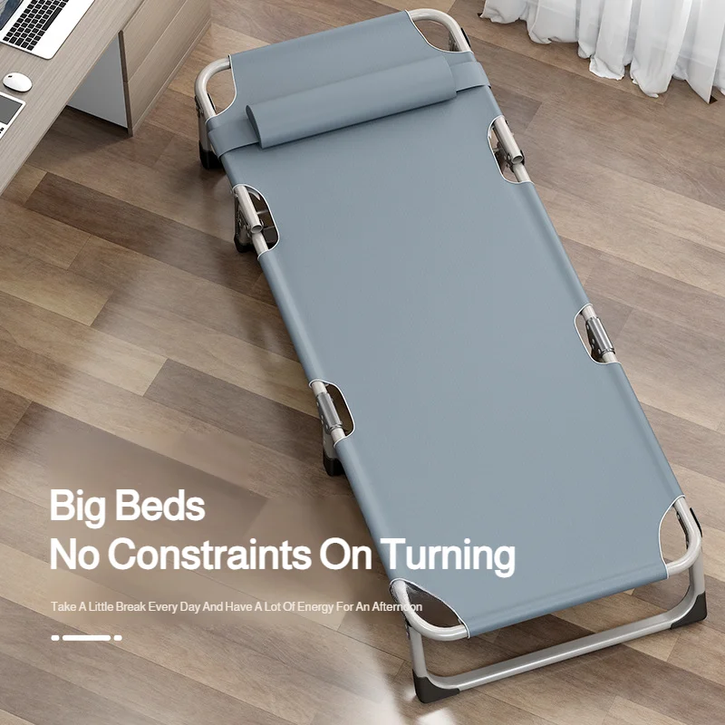 Household Portable Folding Bed Lightweight Single Bed with Pillow Practical Lunch Break Folding Bed Suitable for Home Office Use image 4