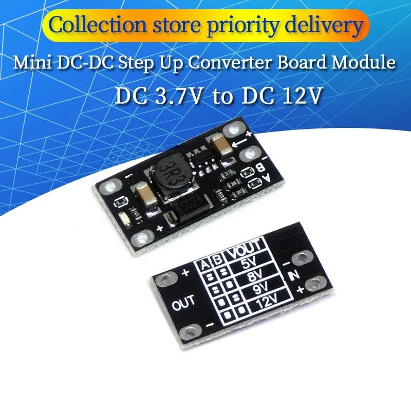 

Mini DC-DC Step Up Converter Board Module 3.7V to 12V Voltage Regulator PCB Board Module Lithium Battery