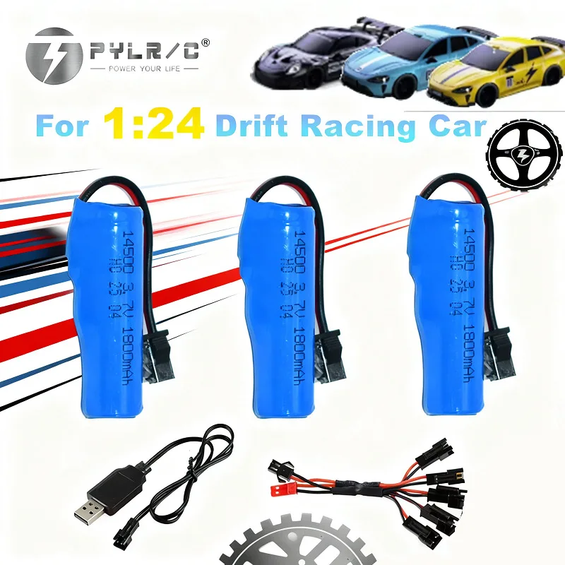 Battery For Mi SU7 1:24 RC Car High Speed Drift Car GT3 RS 911 Battery 3.7V 1800mAh Li-ion Battery Or With Charger