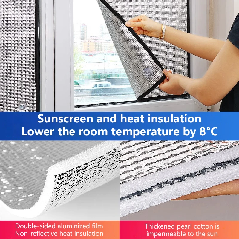 Glass Sunscreen and Thermal Insulation Film Aluminum Foil Windows Balcony Sunshade Curtains Self Adhesive Paper Cooling Tools