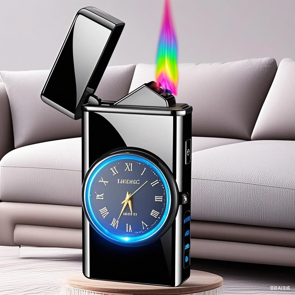 

New Metal Clock Dual Arc Lighter LED Display USB Rechargeable Portable Flameless Lighter Outdoor Camping Flashlight Men's Gifts