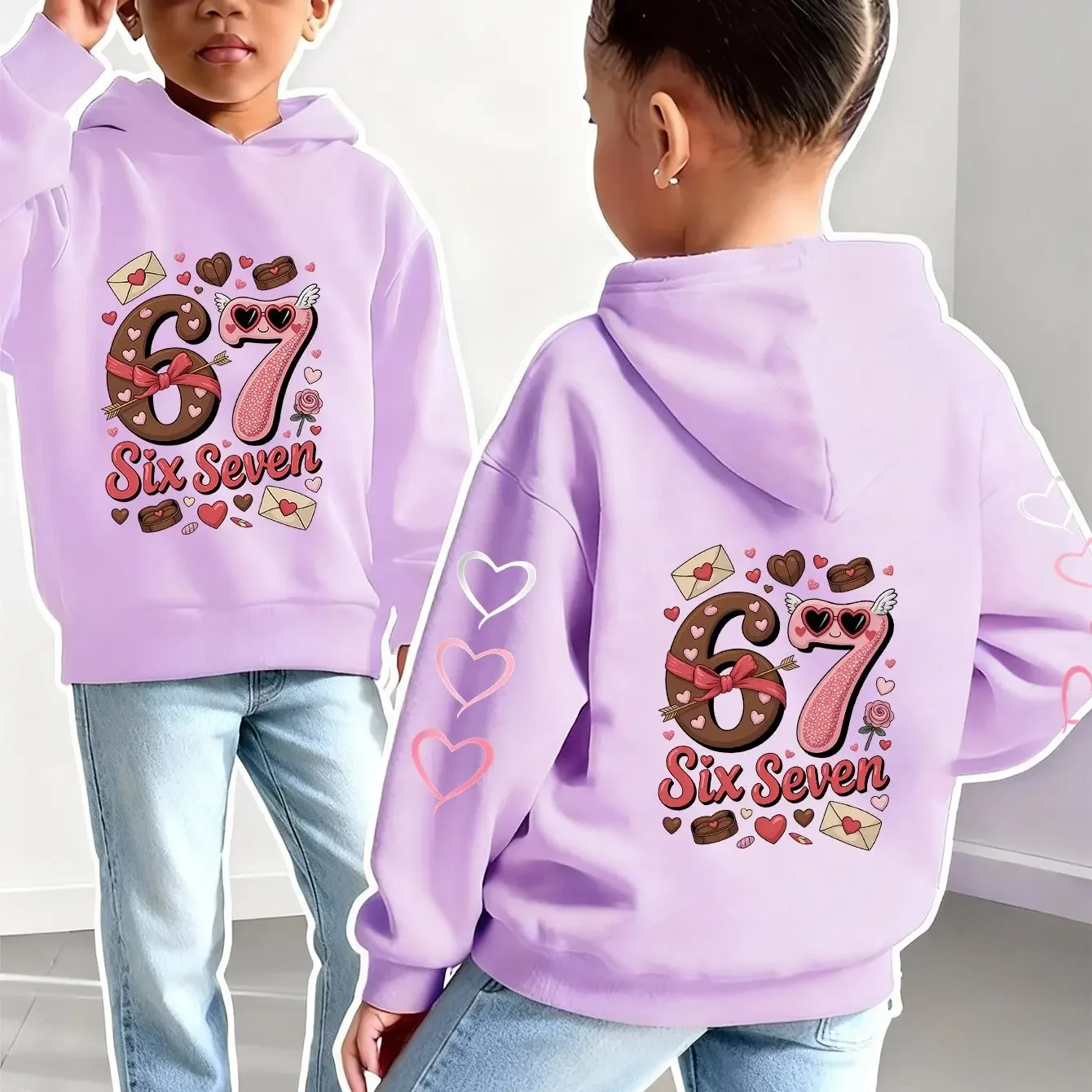 Charming Hoodie Featuring Adorable Cartoon Prints Perfect for Casual Outings Long-Sleeved for Girls