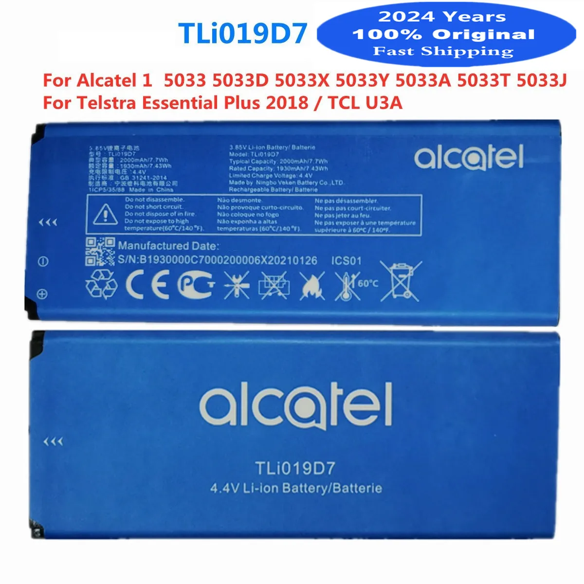 Original TLi019D7 Battery For Alcatel1 Alcatel 1 5033 5033D 5033X 5033Y 5033A 5033T Telstra Essential Plus 2018 TCL U3A Battery