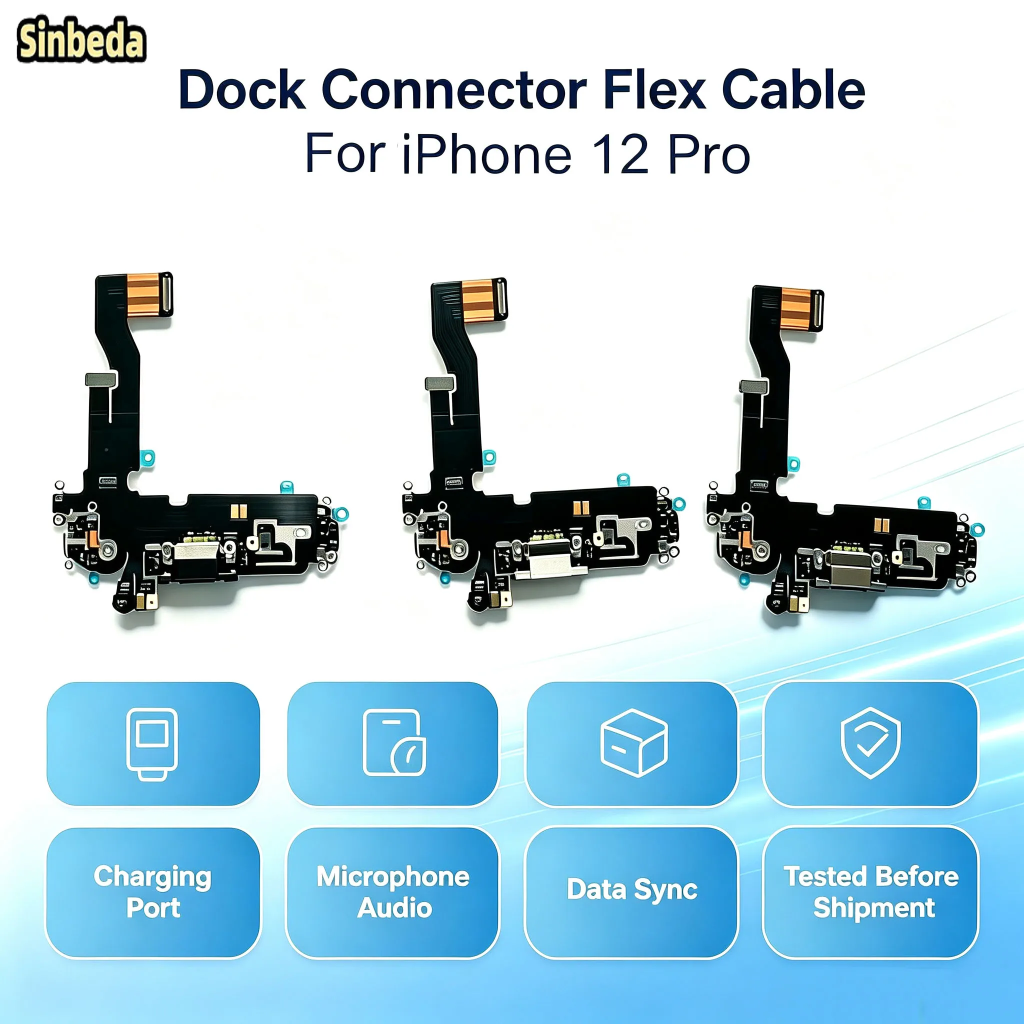 Ribbon Dock Connector Flex Cable For Iphone 12Pro Lighting Charging Port 100% Tested Replacement Repair Parts Data Transfer