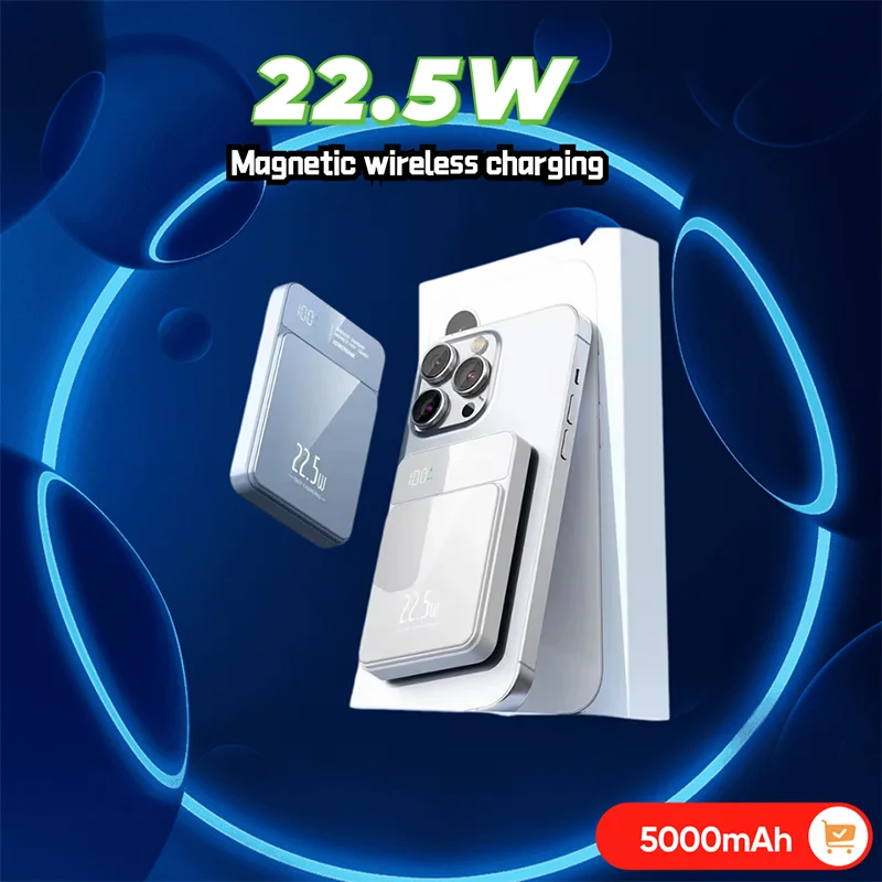 

New Magnetic Wireless Charger Power Bank 20000mAh MagSafe PD 22.5W Charging Power Bank Portable Charger for Iphone 15 14 13