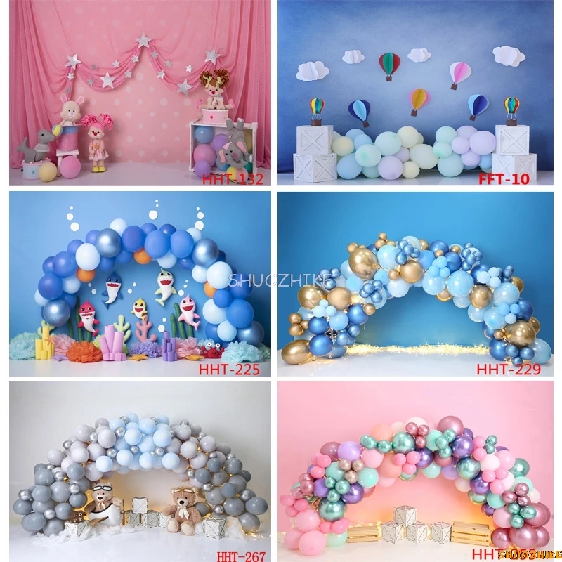 

SHUOZHIKE Personalized Decoration Colorful Balloon Snowman Background Newborn Baby Birthday Photography Backdrops FSS-110