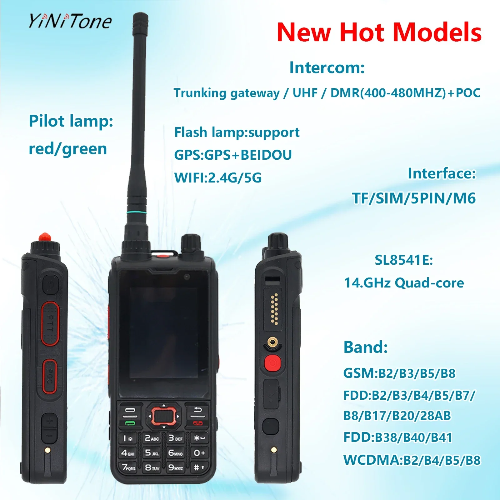 

NEW W8+ DMR 2W POC Mobile Network Radio Public Intercom Adroid10 5G Phone Long Range Digit/simulation GPS Beidou Walkie Talkie
