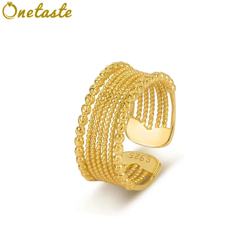 

925 Sterling Silver Twisted Multi Circle Hollow Open Rings Women Wide Chunky Dainty Fashion Sparkle Statement Ring Party Gift