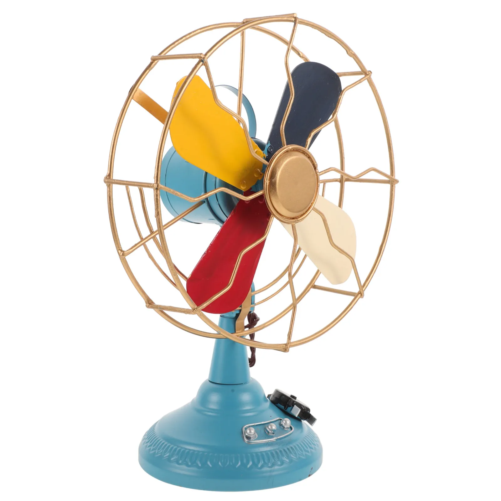 Metal Vintage Fan Ornament Retro Desk Decor Tabletop Adornment Fan Shaped Home Decor Item Style Living Room Accent