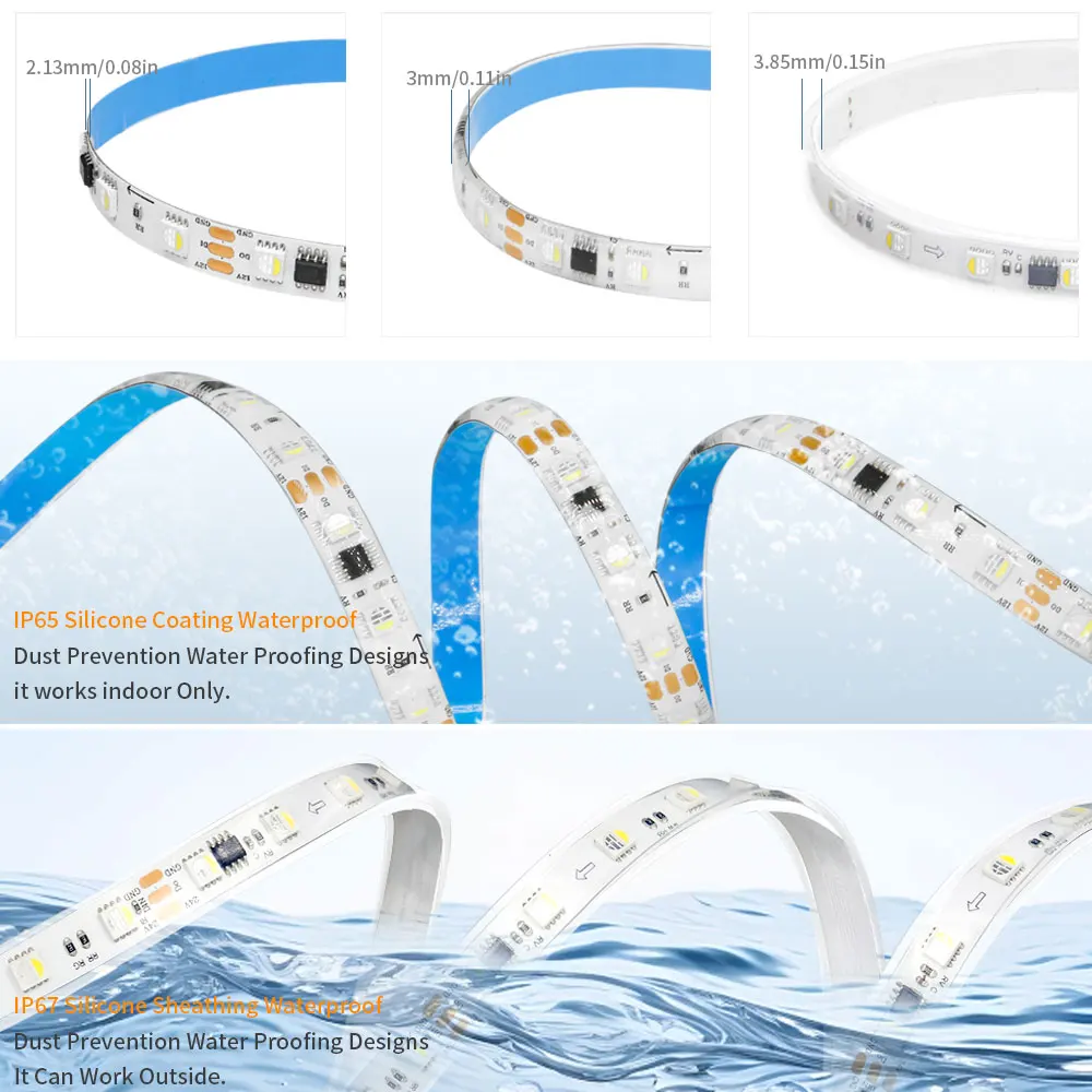 Imagem -04 - Endereçáveis Led Strip Lights em Semelhante Sk6812 Ws2811 Rgbw Rgbnw Rgbww 60pixels Leds m 5050 Ip30 65 67 dc 12v 24v Ws2814